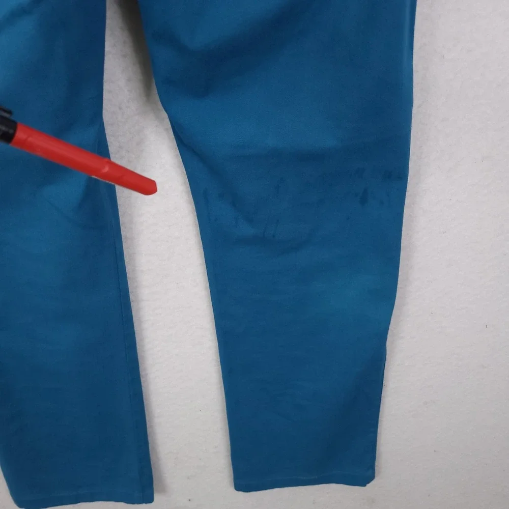 Ermenegildo Zegna Pants Mens 36x30 Teal Blue Cotton Stretch Straight Leg Chinos